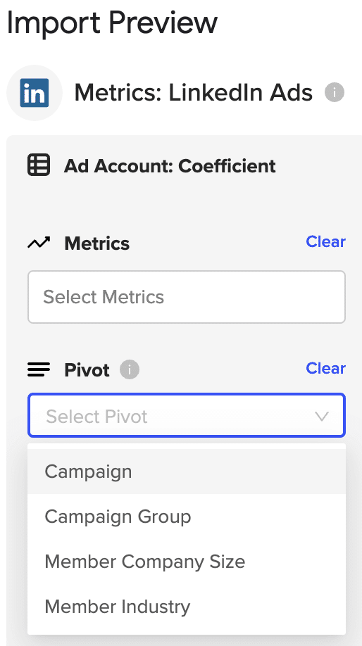 customize your import by pivoting your data for varied perspectives.