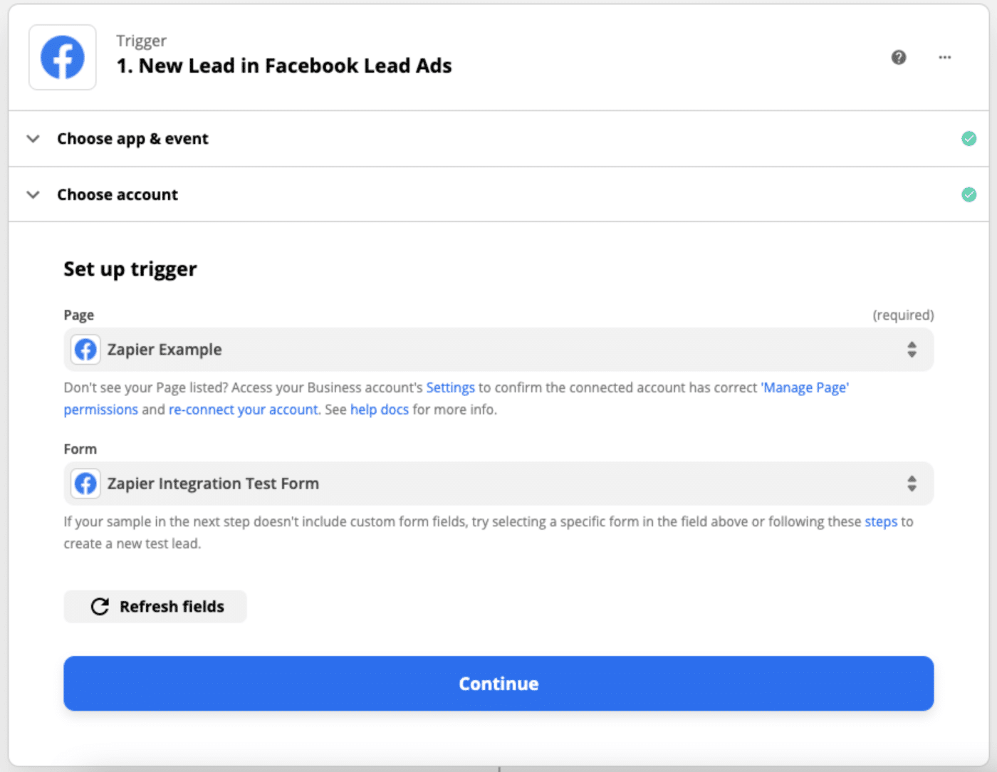  customize your trigger by selecting a Facebook page