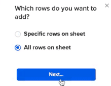 Coefficient will ask you if you want to update specific rows on the sheet or all the rows on the sheet.