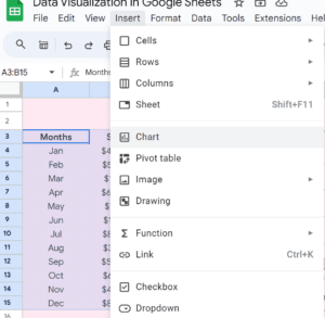 Data Visualization using AI in Google Sheets