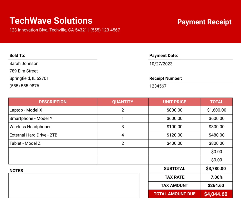 Free Simple Receipt Templates 15 Designs 2024 Edition   Payment Receipt Template 1024x883.webp