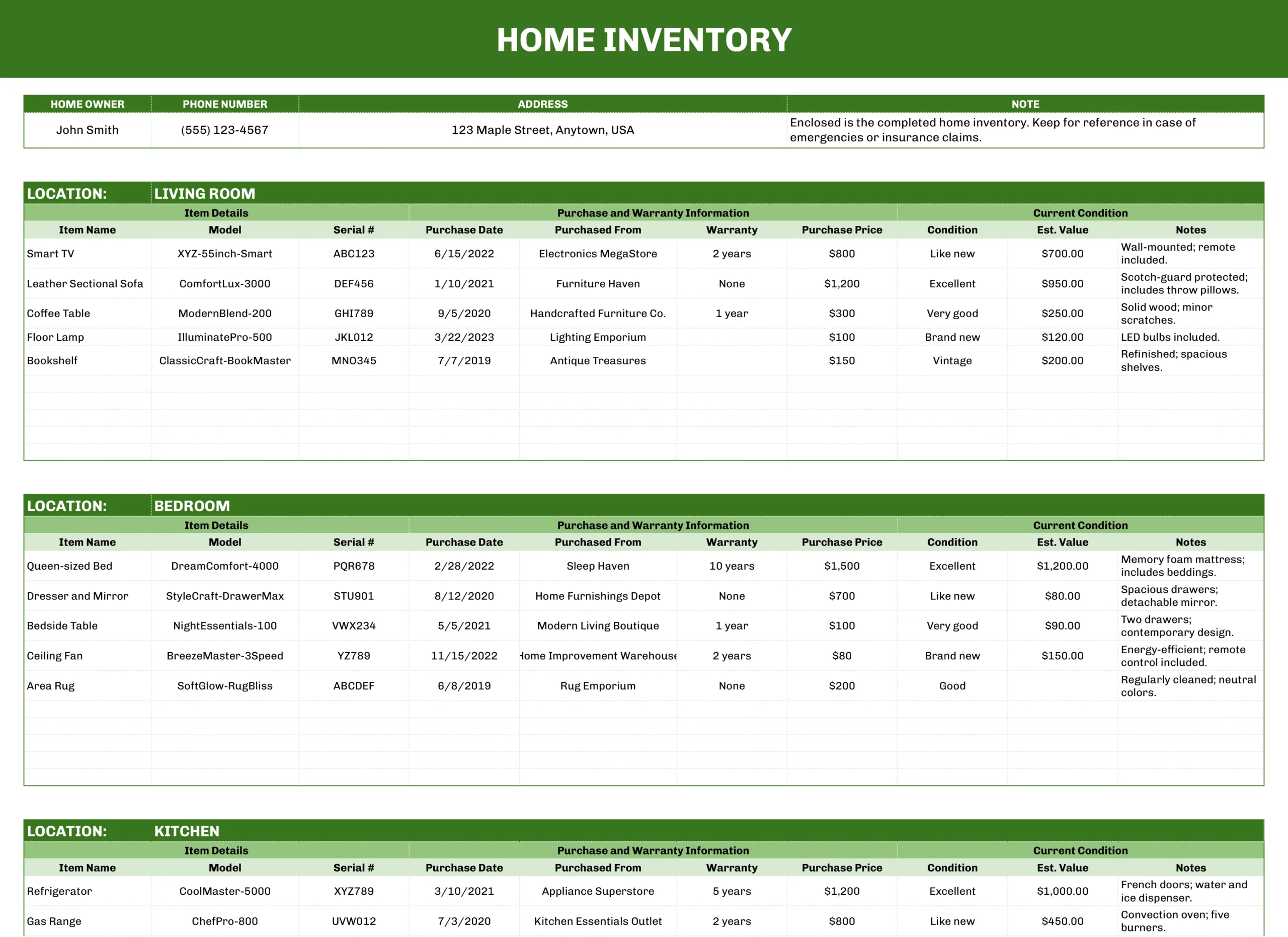 excel template inventory control