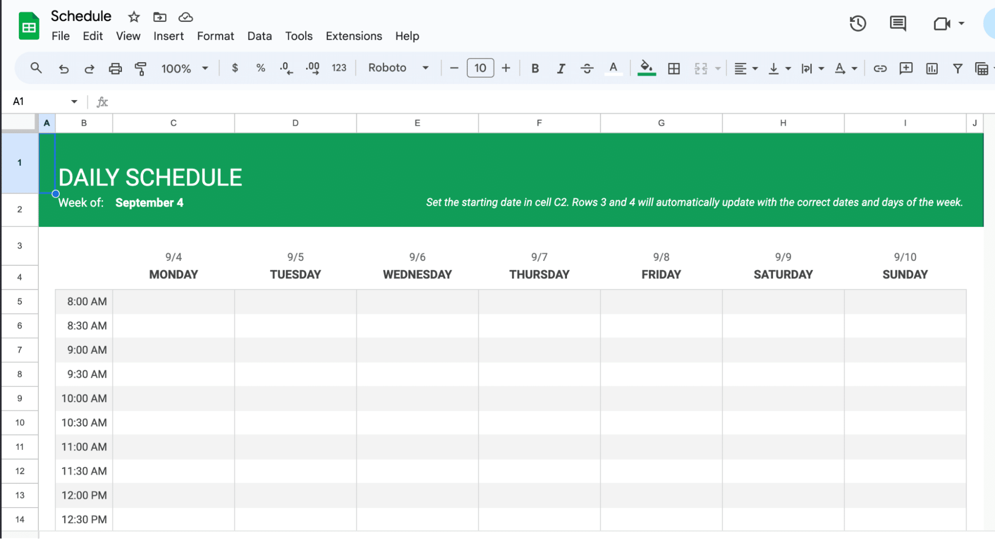 How To Make A Schedule On Google Sheets