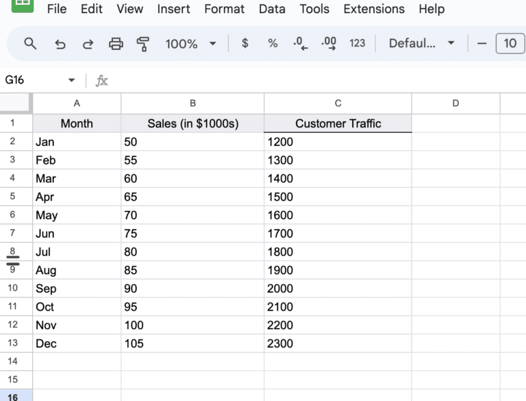 Add a Line of Best Fit in Google Sheets