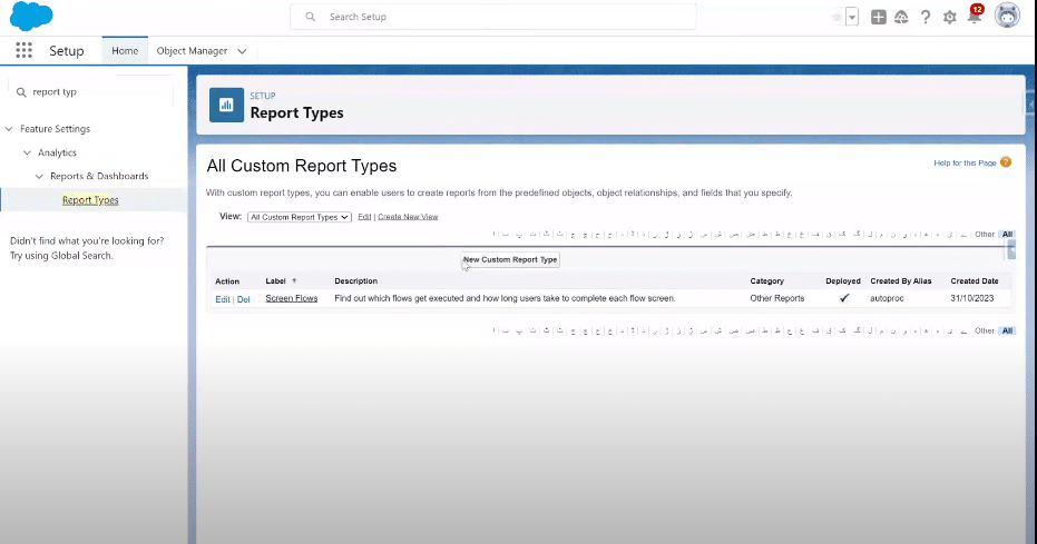 Creating New Custom Report Type in Salesforce