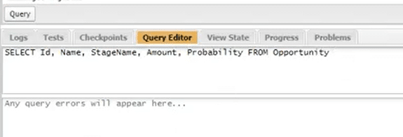 Generated SOQL query in the Query Editor of Salesforce
