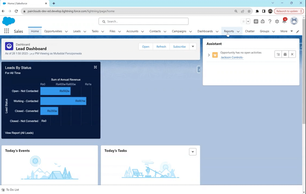 log into salesforce and access your dashboard 