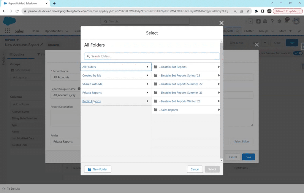 Saving Options for Salesforce Report