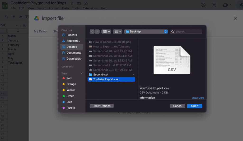 How to Connect YouTube to Google Sheets - Coefficient