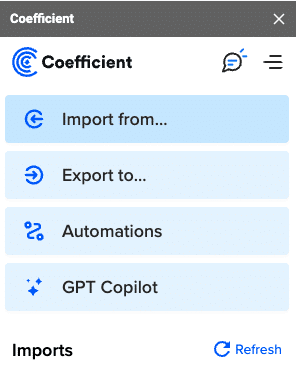 Click ‘Import from…’ in the Coefficient menu.