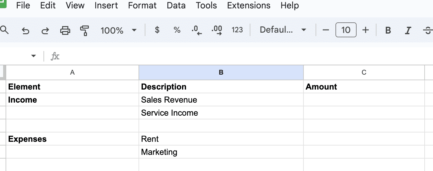 Creating a Profit and Loss Statement in Google Sheets