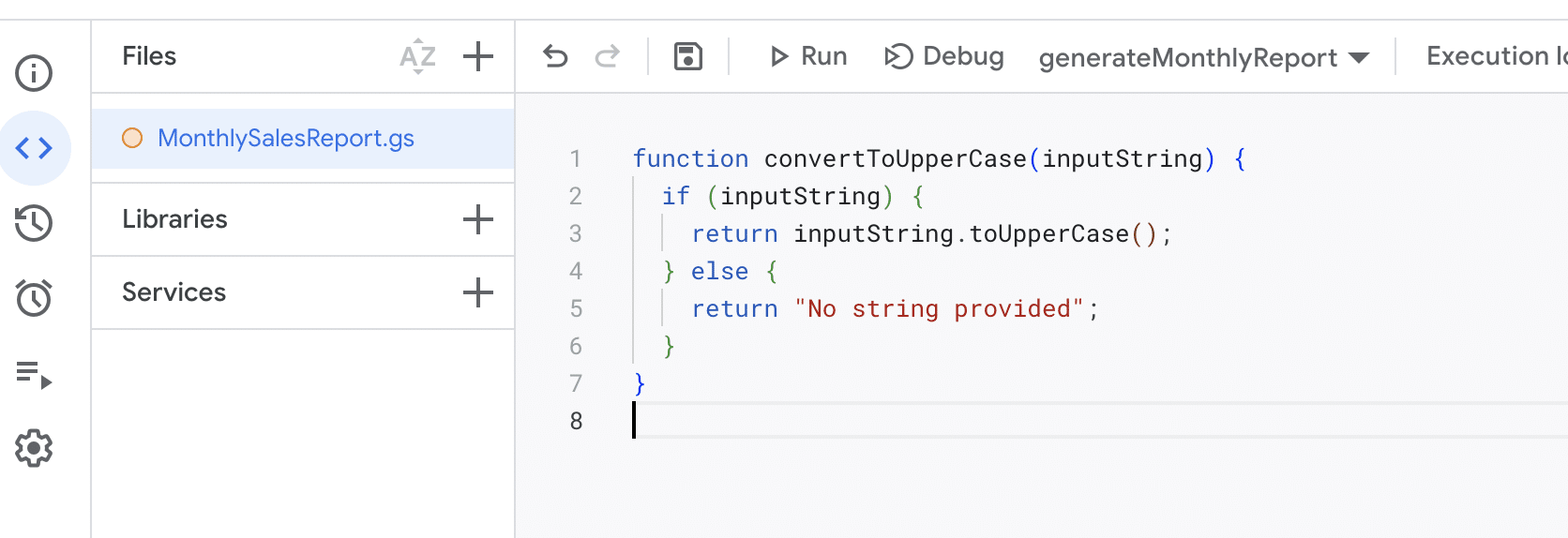 Entering the script code in Google Sheets Script Editor