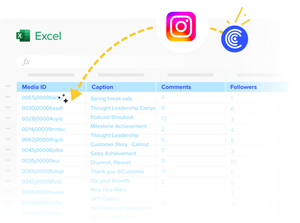 Connect Instagram to Excel in 1 minute