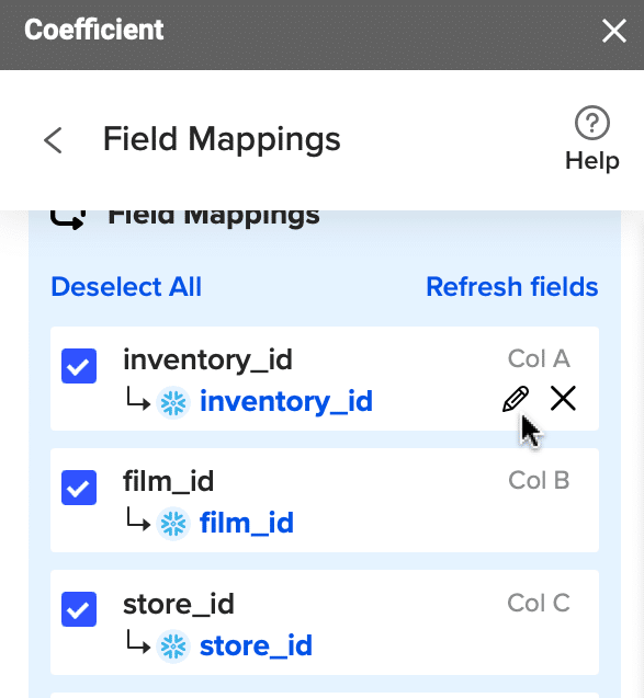 editing a mapping from the coefficient menu 