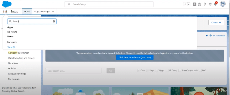 Searching for Forecast in Salesforce App Launcher