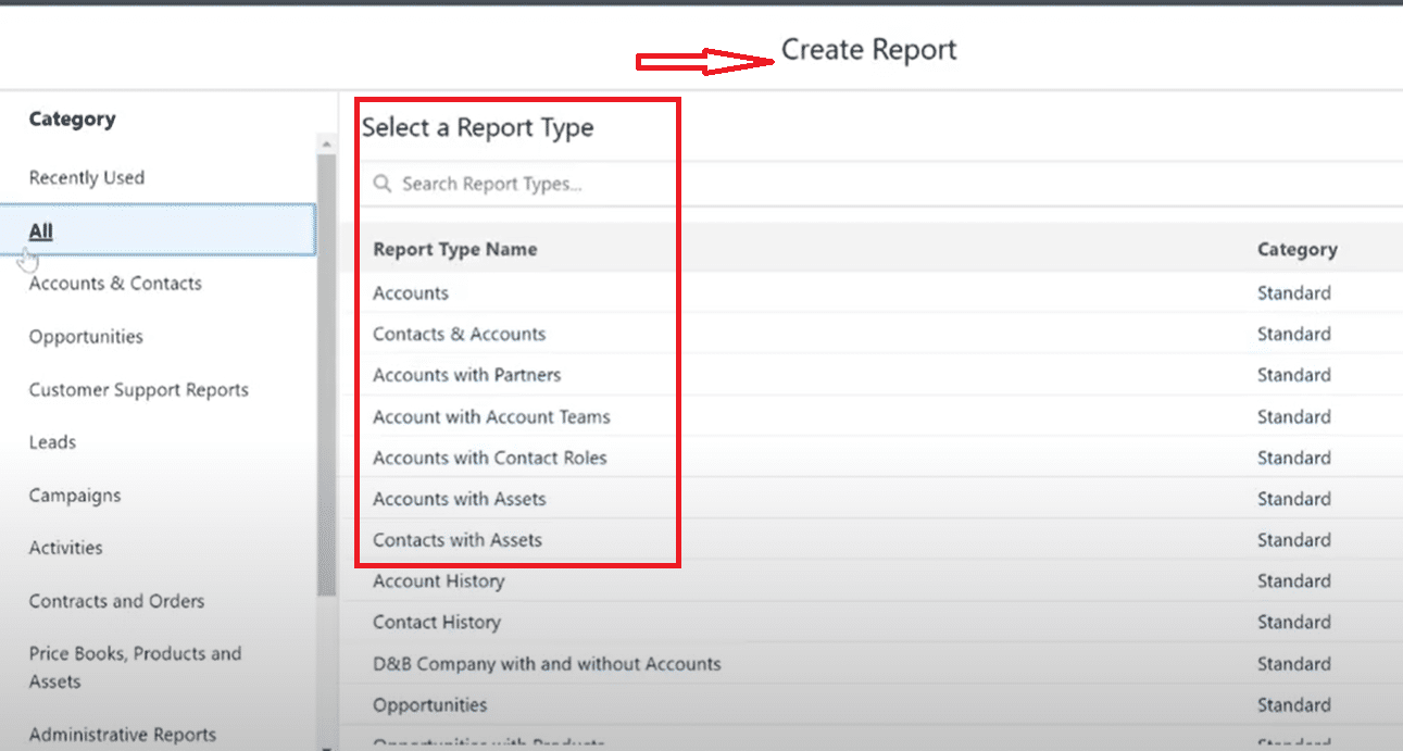 Selecting the Correct Report Type in Salesforce