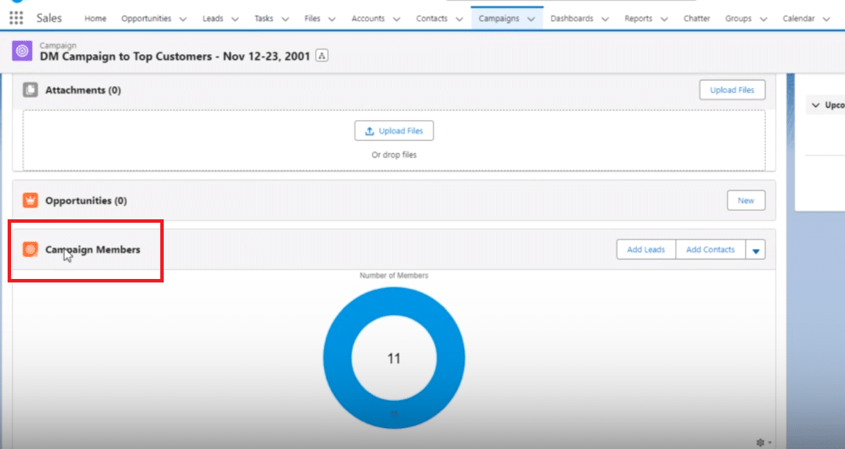  Viewing the Members tab within a Salesforce campaign, readying for data export.