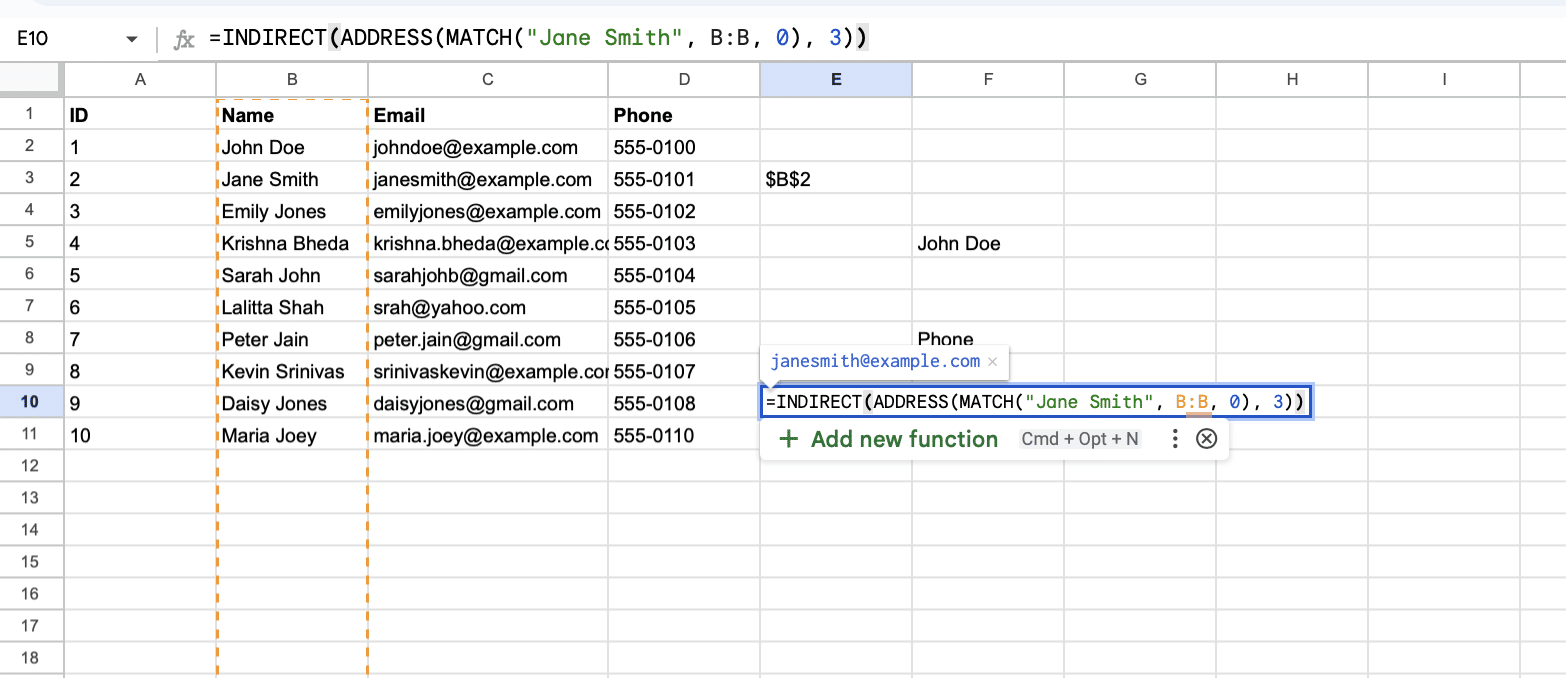 Advanced techniques for dynamic data retrieval in Google Sheets using ADDRESS, INDIRECT, and MATCH functions.