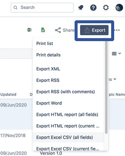  exporting issues from Jira to CSV format via the Issue navigator page