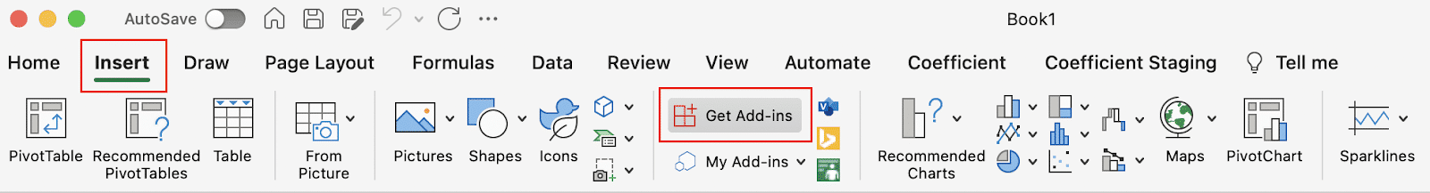 Add-ins option for Excel Desktop