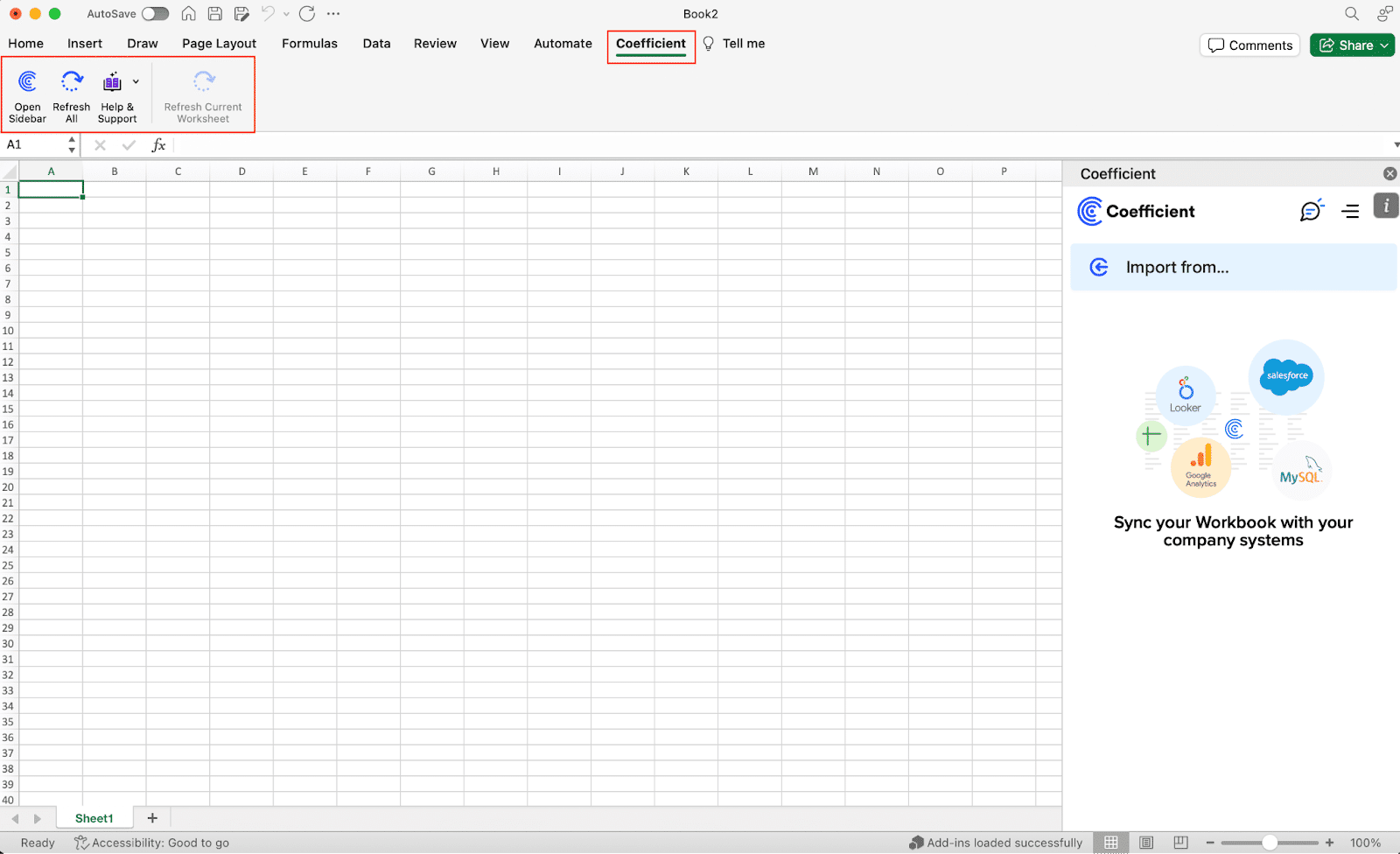 Coefficient Sidebar on Excel Spreadsheet