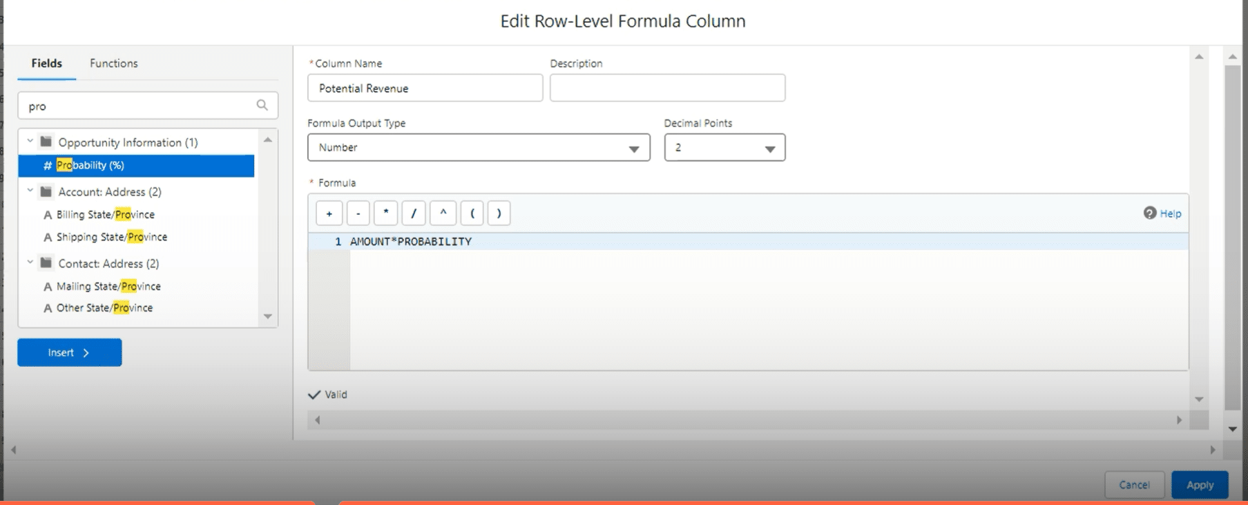 Ensuring the accuracy of row level formulas in Salesforce reports before applying, with a system performance balance by limiting up to 5 formulas per report.