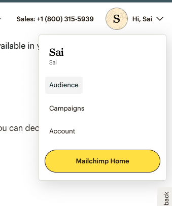 Signing into Mailchimp to select an 'Audience' for data export.