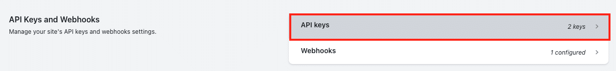 Accessing API Keys in Chargebee settings for Coefficient connection