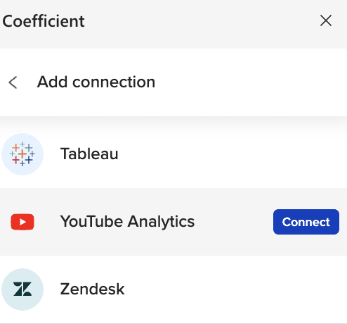 Connecting to YouTube Analytics through Coefficient