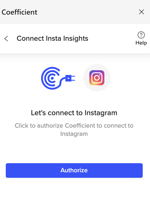 Scrolling to find and clicking 'Connect' next to Instagram Insights in Coefficient.