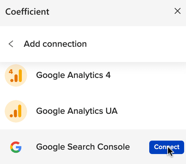 Connecting to Google Search Console through Coefficient