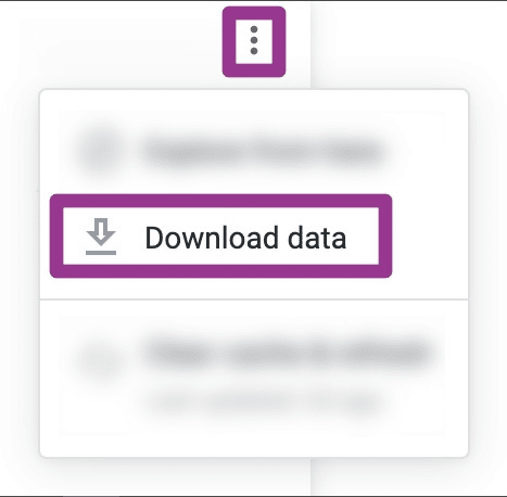 Clicking the three-dot menu icon on a dashboard tile and then clicking Download