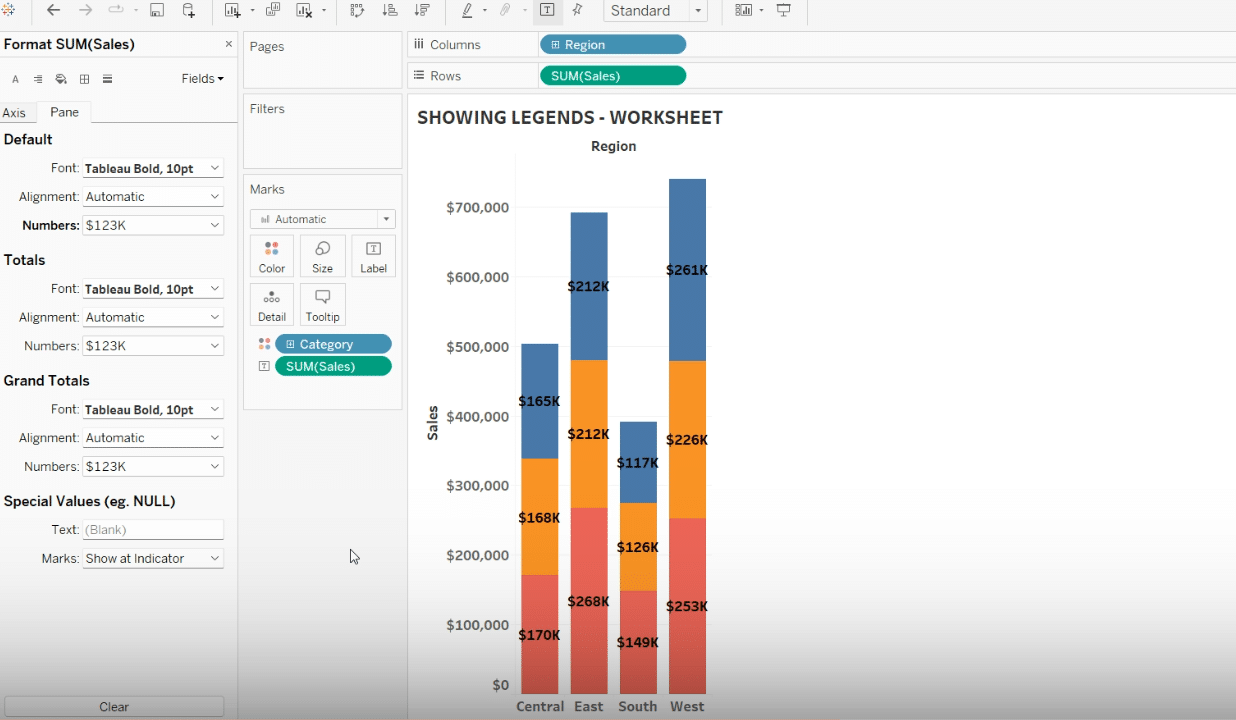 Editing a color legend in Tableau by changing the title, font size, and color for better data representation.