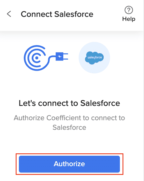 Salesforce and Coefficient Excel Add-in Authorization