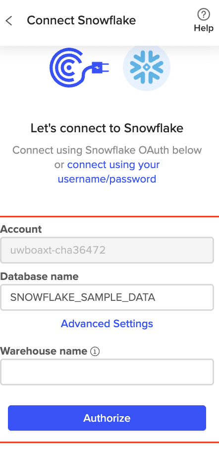 Snowflake OAuth configuration screen 