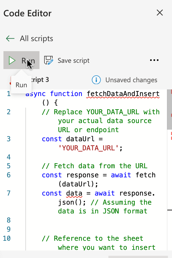 Running the script to accurately reflect your data structure and point to your Looker Studio data source