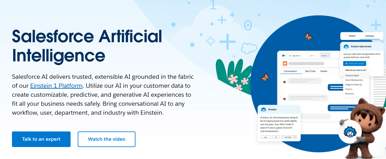 Salesforce's Einstein Analytics utilizing AI for predictive customer insights.