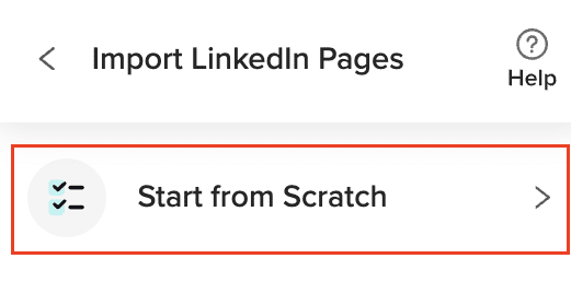 Starting data import from LinkedIn using Coefficient’s 'Start from Scratch'