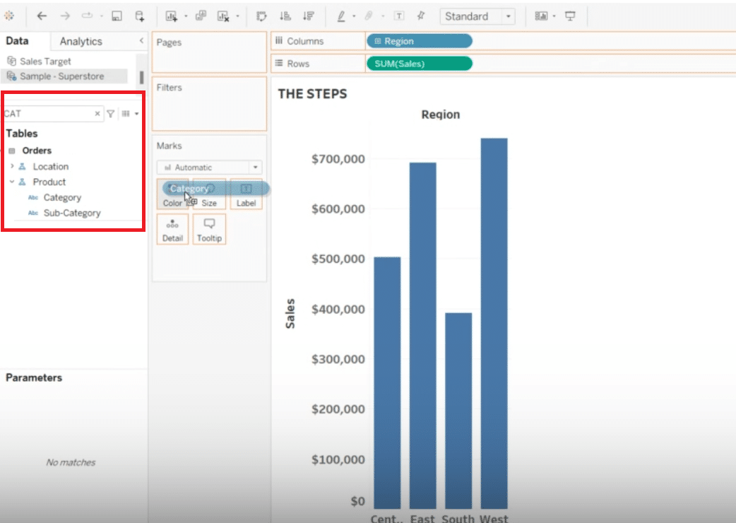 Utilizing Search to Find Categories for Data Categorization in Tableau