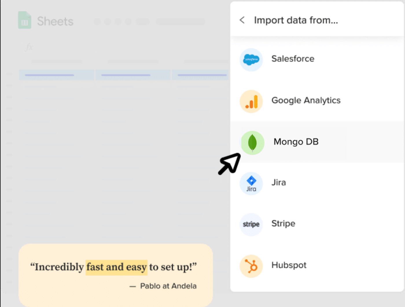 MongoDB Data Connector to Google Sheets
