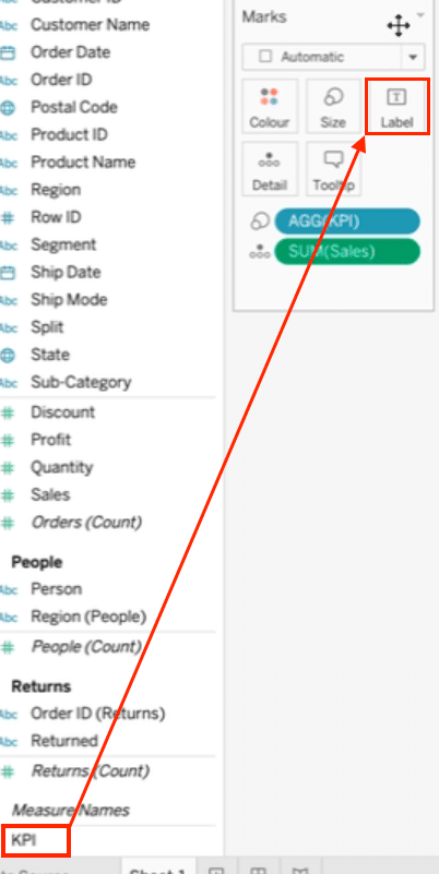 Changing the mark type to Shape in the Tableau worksheet.