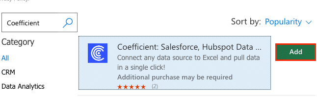 The Coefficient authorization prompt with the Allow button highlighted in Excel.
