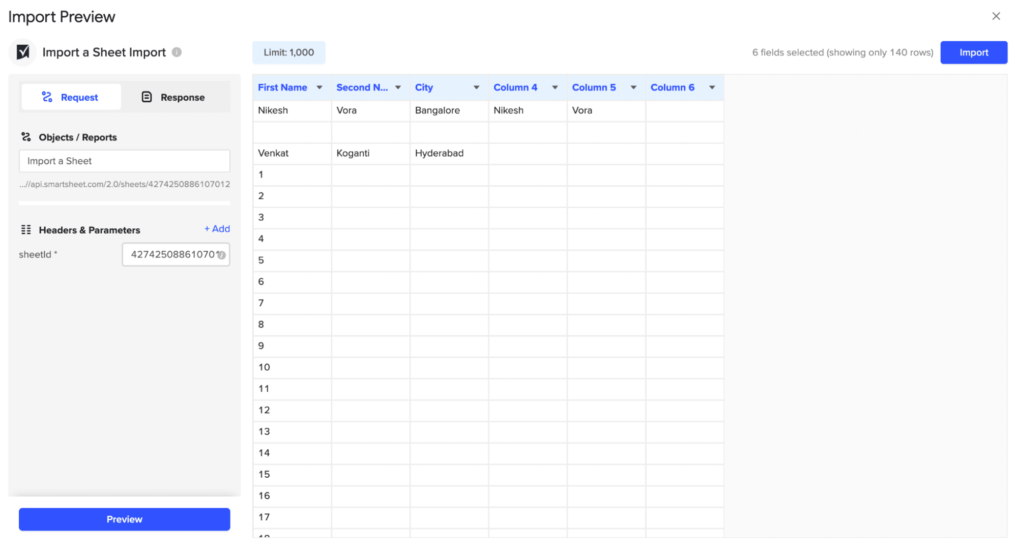 Paste the copied Sheet ID into the required field in Coefficient 