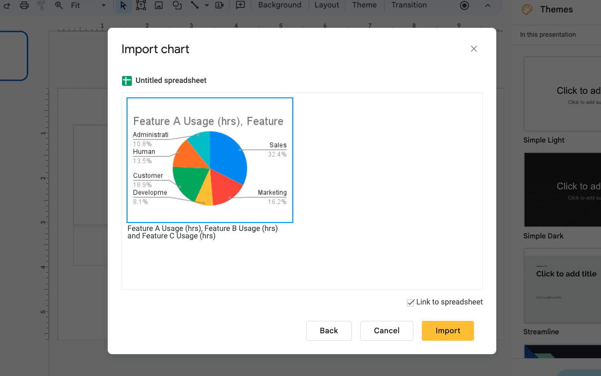  Importing content into Google Slides presentation through the Insert and Import options.