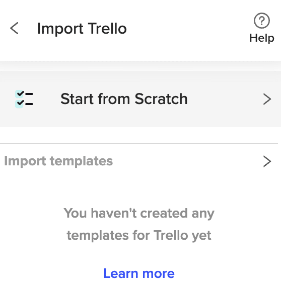 The Start from Scratch button in the Coefficient sidebar for Trello in Excel. 