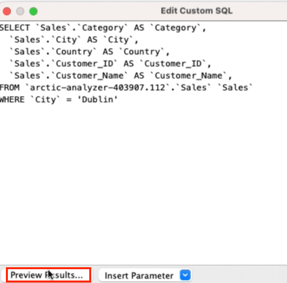 Review the results of your custom SQL query to verify that it returns the expected data.