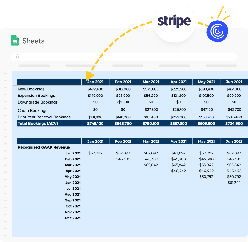 Bookings to revenue template