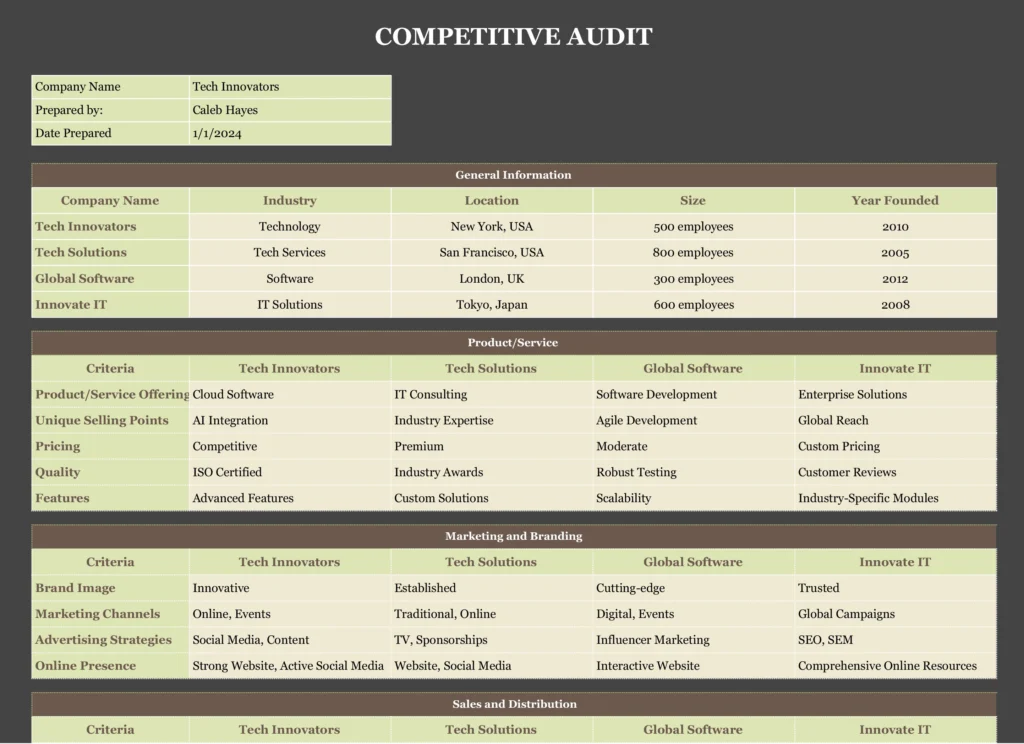 Competitive audit template