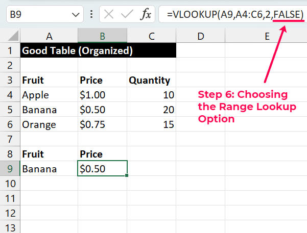 Selecting the data column in the table array for VLOOKUP