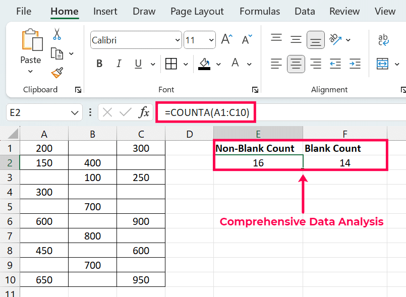 comprehensive data analysis using isblank in excel